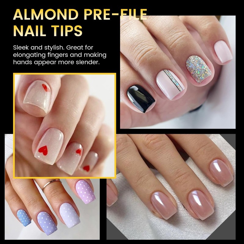 BORN PRETTY Nail Tips, 288 pcs, Ultra Thin, Clear, Sanding,