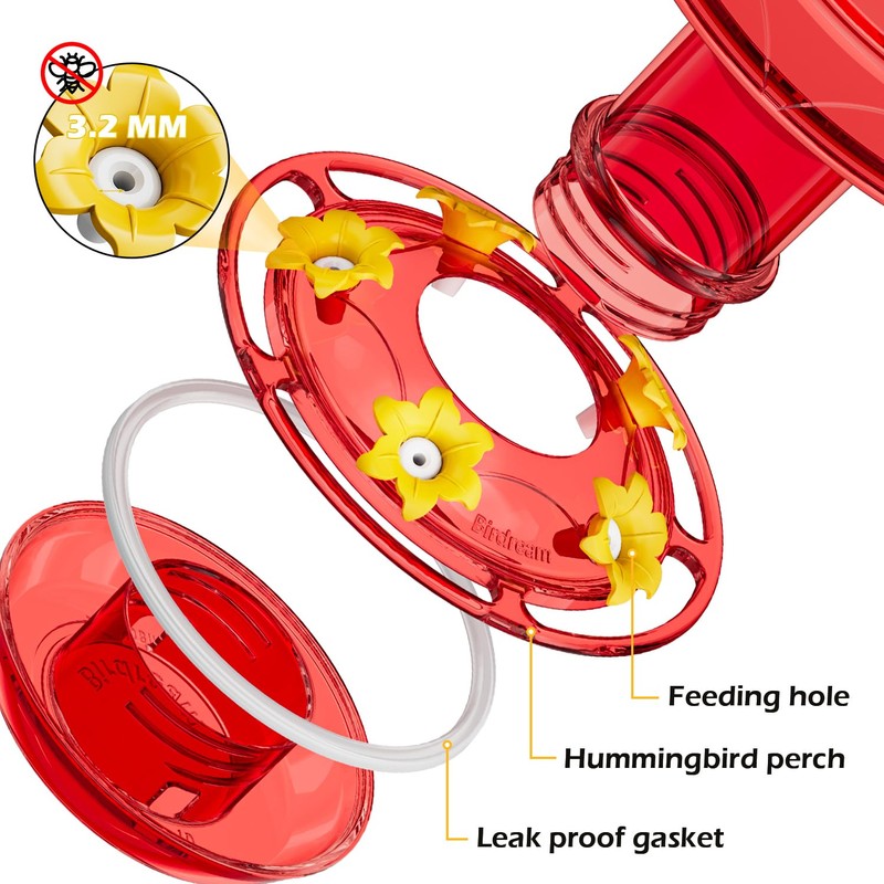 Birdream Hummingbird Feeder for Outdoors Hanging 40oz 10 Feeding Ports,
