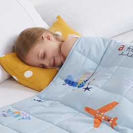 HOSUKKO Weighted Blanket - 10 lbs Blue Airplane Heavy Blanket - Breathable Blanket(50 * 60 inches, 10 lbs)