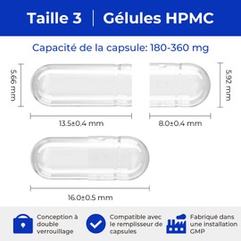 ATLEMISME Empty Vegan Capsules Size 3 - Vegan Capsules Empty Empty Capsules DIY Vegetable Capsule Filling - Veggie Capsules Empty Caps with 2 Micro Lab Spoons for Capsule Filling