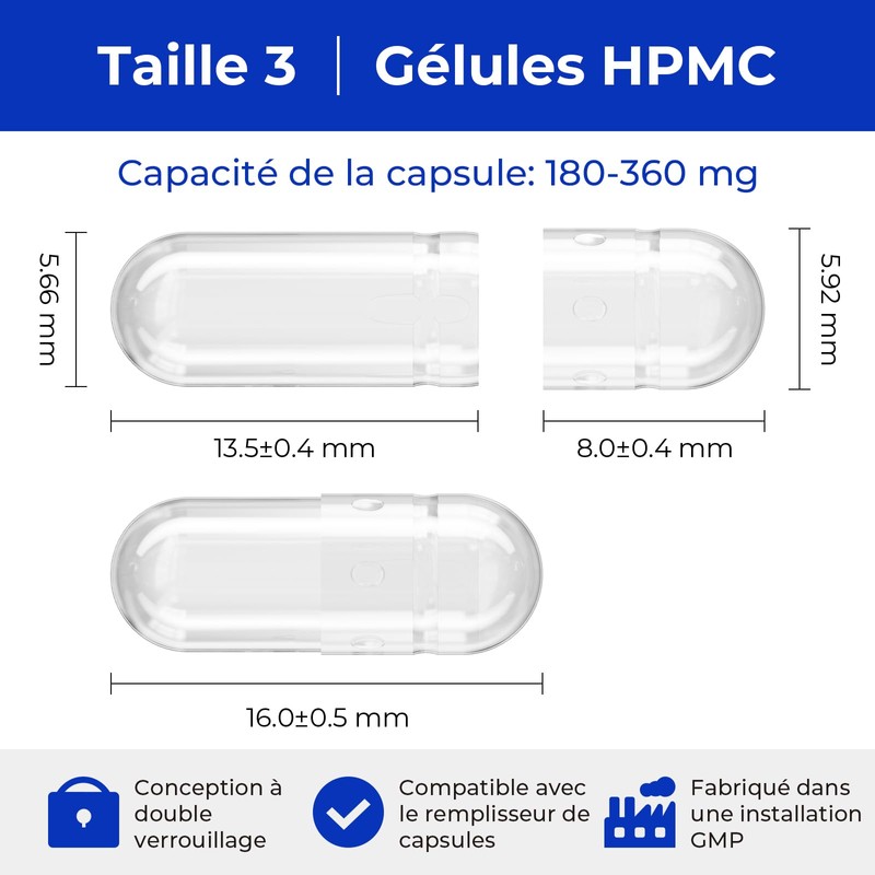 ATLEMISME Empty Vegan Capsules Size 3 - Vegan Capsules Empty