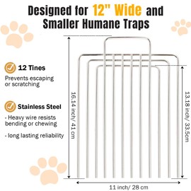 PrudoPex Trap Divider for 12" Wide and Smaller Traps and Feral Cat Cages, Stainless Steel Small Animal Fork Divider