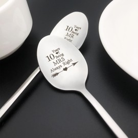10 Year Anniversary Spoon Gifts for Couple Boyfriend Girlfriend 10th Wedding Anniversary Present for Husband Wife Christmas Birthday Valentines Gifts for Him Her 10Year Marriage Gift