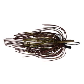 BUCKEYE LURES Mop Jig with Heavy Living Rubber Skirting, Double Rattles & Mustad Flippin' Hook | Durable Chip-Resistant Bass Fishing Bait | Green Pumpkin, 5/8 oz
