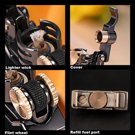 Candle Vintage Lighter Soft Flame Classic Antique Grinding Wheel Mini Lighters for Collection-Decorative-Gift-Present (Blue)