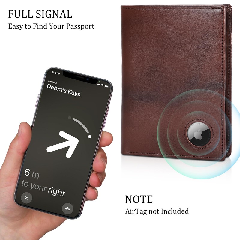 Polare Luxury RFID Blocking Leather Passport Holder Travel Wallet for