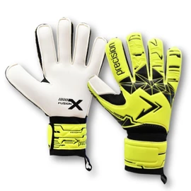 Precision Training Fusion X Flat Cut Essential Football Junor Goalkeeper Gloves, Fluo Yellow, 7