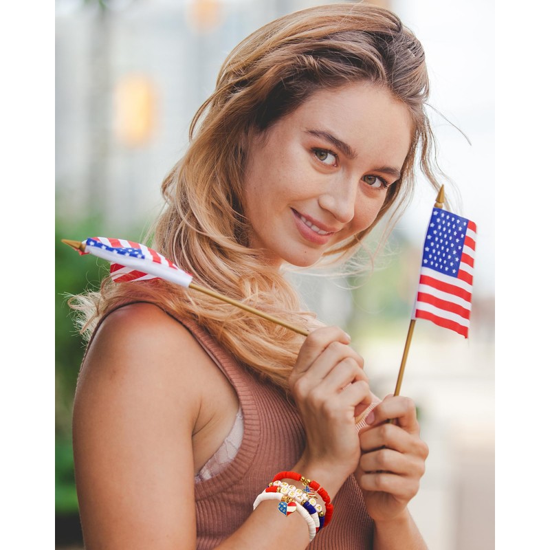 LANWLOSI 4th of July Independence Day Patriotic Bracelets for Women