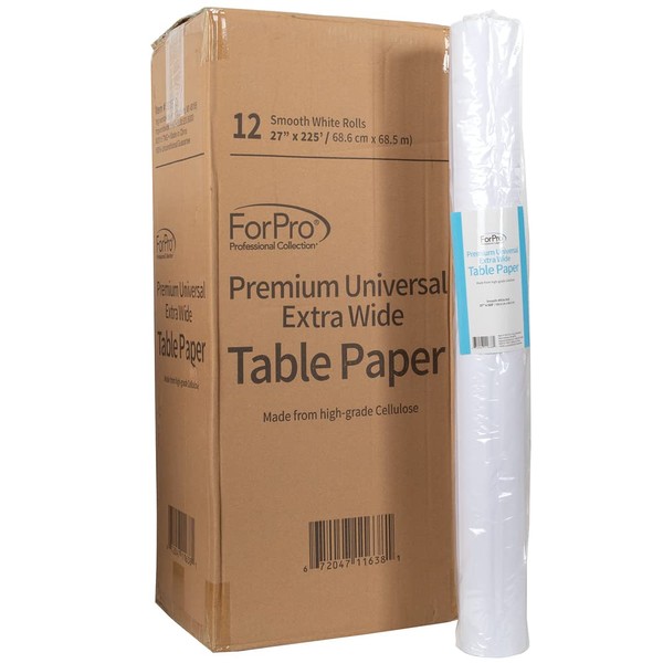 ForPro Premium Universal Extra Wide Table Paper, Smooth, Wrinkle-Resistant, 27 Inches W x 225 Feet L, 2.9 Lbs (Pack of 12)