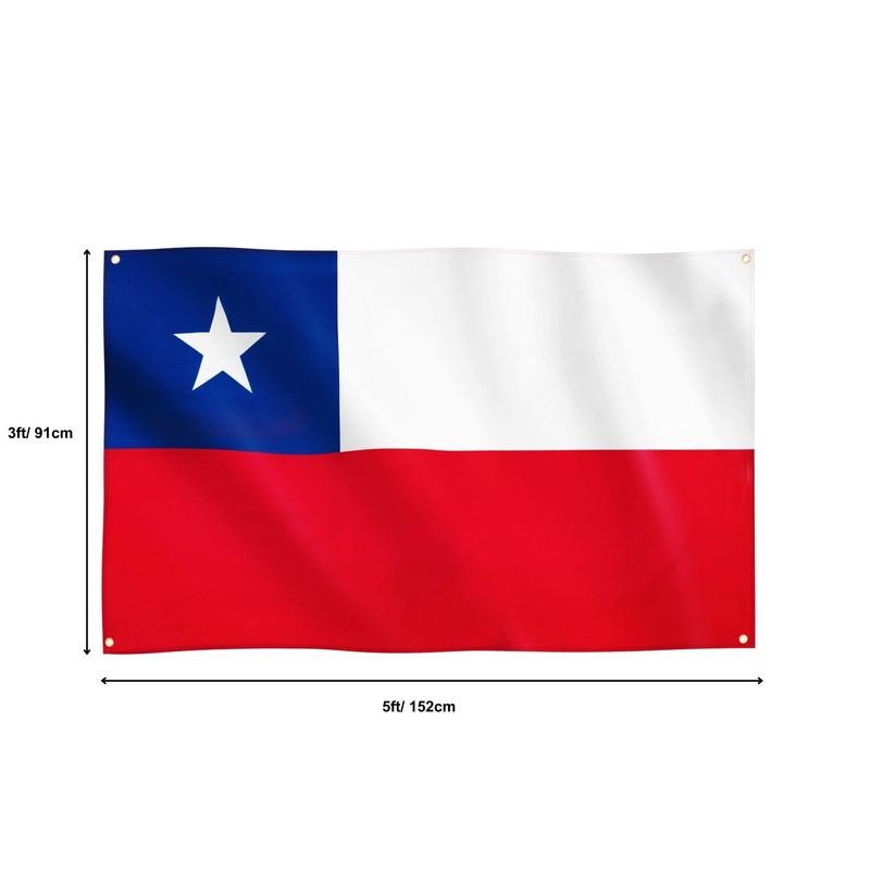 Runesol Chile Flag, 91x152cm, 3ft x 5ft, 4 Grommets, Eyelet