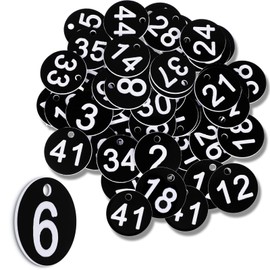 Black Number Plate Key Ring 1-50 Numbered Marks Plastic Table Numbered Cards Labels Plastic Tags for Wardrobe Car Luggage