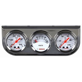 Bosch SP0F000039 Style Line 1-1/2" Mini Triple Gauge Kit (White Dial Face, Chrome Bezel)