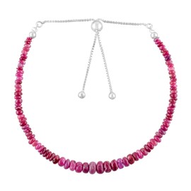 AA+ Natural Ruby Gemstone Beads Bolo Bracelet, Adjustable Slider Chain, Energy Stones, Chakra Healing Crystals, Silver Plated, Gift for Women, Birthstone, Gemstones Jewelry,10 inch