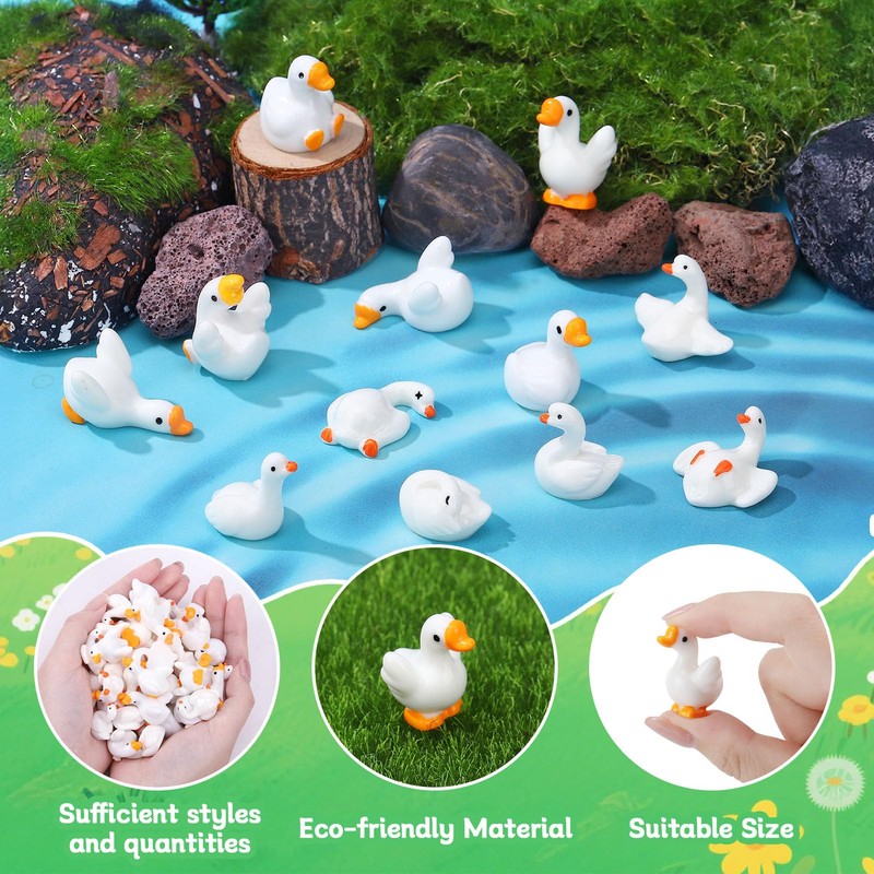 GGSTDDUP 48Pcs Mini Resin Gooses Figurines 12 Styles Small Resin