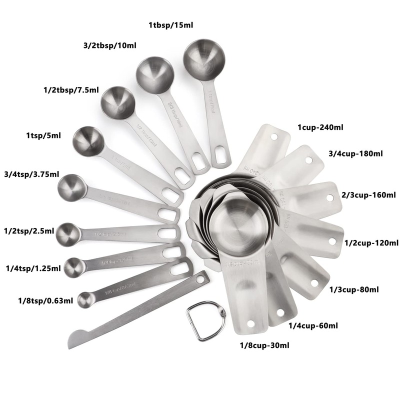 Measuring Cups and Spoons Set Stainless Steel 7 Stackable Measuring