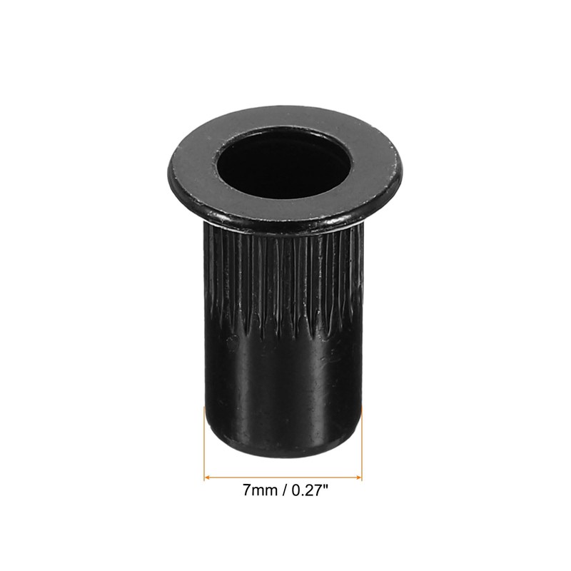 sourcing map M5 Rivet Nuts Carbon Steel Knurled Flat Head