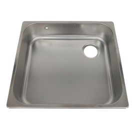 Suburban Stainless Steel Undermount Sink 12-5/8” x 13-7/8” x 3-1/2” Deep, RV, Marine, Single Bowl Undermount Sink with Drain and Faucet Holes