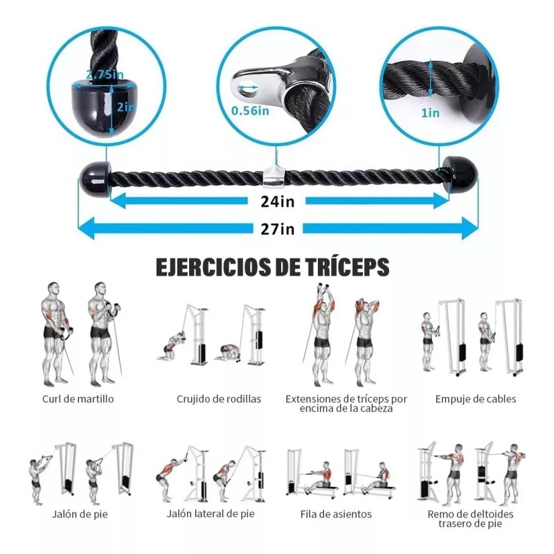 KS Cuerda/retractor De Entrenamiento De Tríceps+jaladera Tipo D