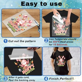 20sheet Happy Easter Iron on Decals for T Shirts Heat Transfer Design, Bunny Iron on Transfers Appliques Crafts Egg Pattern Iron on Patches for Easter Clothing Hoodies, DIY Supplies Ready to Press