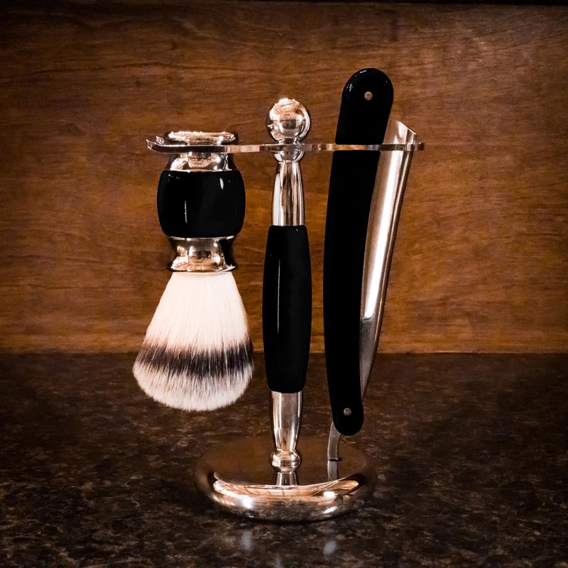 Union Razors SS5 Black Three Piece Straight Shave Kit with