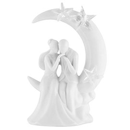 WEDDINGSTAR Written in the Stars Bride and Groom Porcelain Figurine Cake Toppers, Multicolor, 3 1/2" x 6 1/4'' H