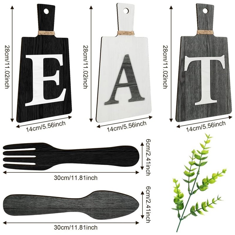 JIVIMOCO Cutting Board Eat Sign Set Hanging Art Kitchen Eat