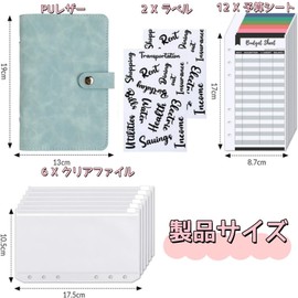 Household Book, A6 Binder, PU Leather with Card Slots, 6 Ring Binder, 6 Hole Budget Binder with 6 Zipper Pockets, Money Management File, Household Management, Document Holder, Waterproof (Cyan)