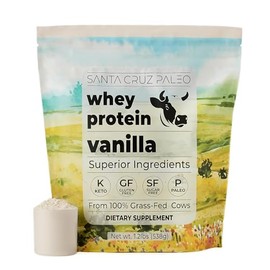 Emulsion de Scott- Santa Cruz Paleo Whey Protein en Polvo, Vainilla, 20g Proteína de Suero Aislado Alimentado con Hierba Por Porción, Glute           