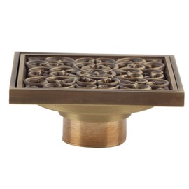 Brass Shower Drain Bathroom Floor Drain with Removable Cover Grid Grate 4.3 x 4.3 x 2.8in Tile Insert