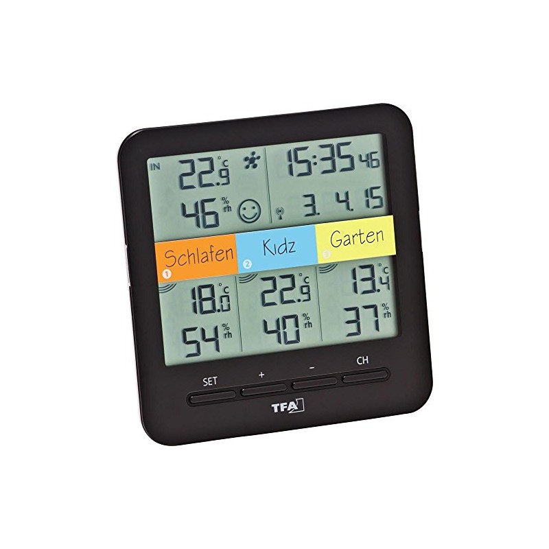 TFA Dostmann Wireless Thermometer-Hygrometer, Temperature, Home, Black, 30.3060.01