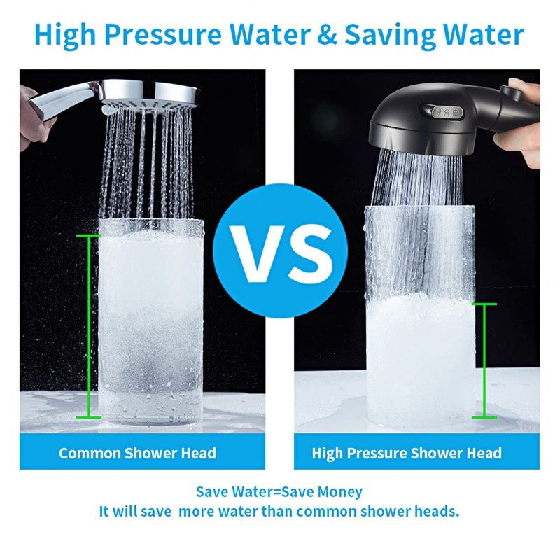 KAIYING Drill-Free High Pressure Handheld Shower Head with ON/OFF Pause