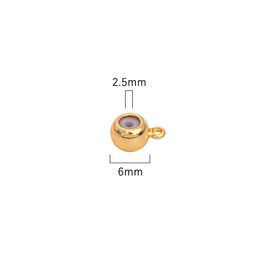 BEADIA 18K Gold Plated Stopper Beads 6mm 20pcs Insert Silicon Round with Ring Length Adjust Spacer Beads for Jewelry Making Findings