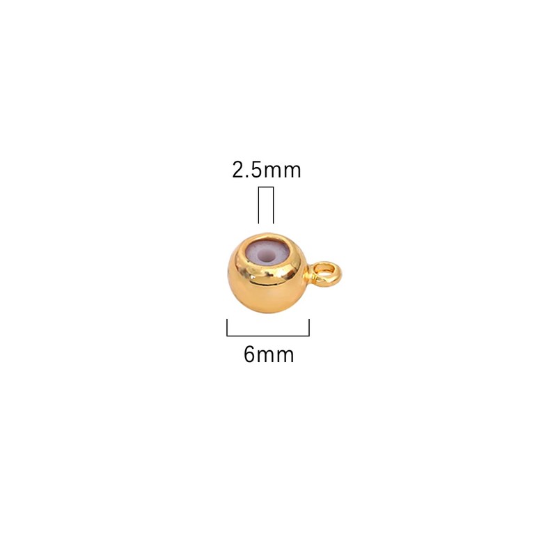 BEADIA 18K Gold Plated Stopper Beads 6mm 20pcs Insert Silicon