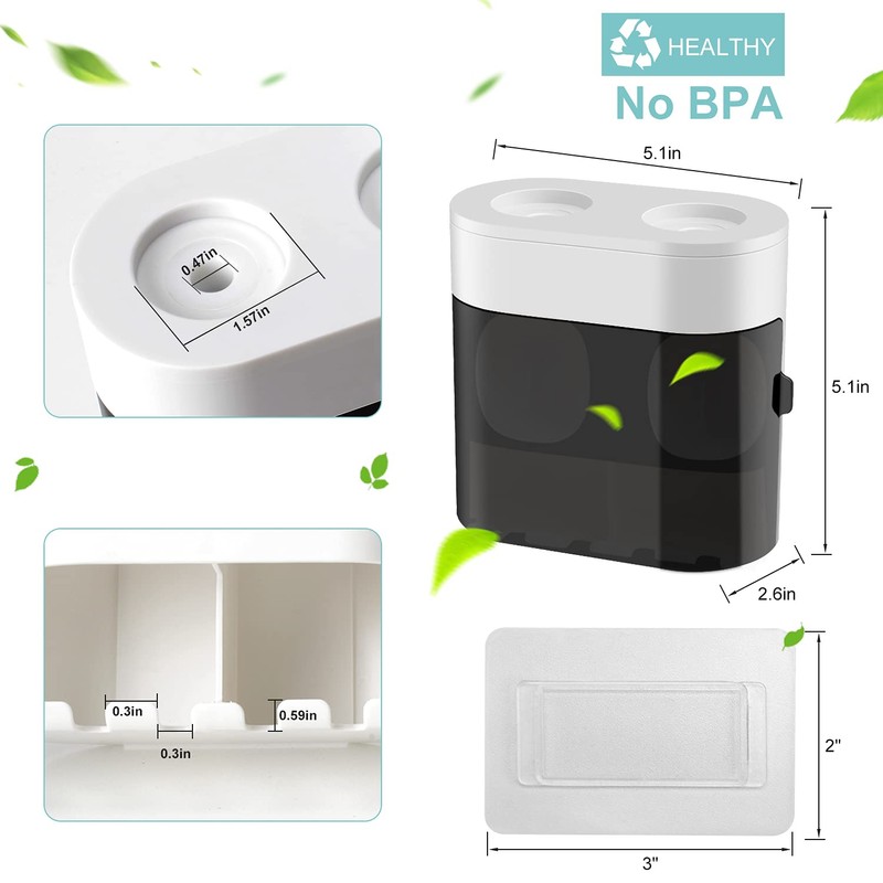 GFWARE Toothbrush Holder Toothpaste Dispenser Wall Mounted with Cover, 4