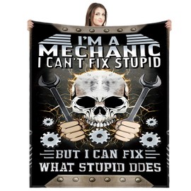 Mindsoft Mechanic Gifts for Men Cool Mechanic Throw Blanket Mechanical Engineering Gifts Throw Square Decor Funny Unique Birthday for Him Home Couch Bed Soft