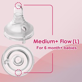 Nenesupply 4pc NaturalFit Baby Bottle Nipples. Level 4 Flow 4 Size L Nipple for 6 Month+ Babies. Wide Neck with Anti Colic Vented Valve Work with Nenesupply Bottles and Lansinoh Spectra Bottles