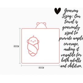 Thetail Premium Ultra-Soft Baby Towels - Hooded Bath Towel with Cute Animal Design, Extra Absorbent, Large Size for Newborns, Infants, and Toddlers, Ideal for Bath Time (Pink)