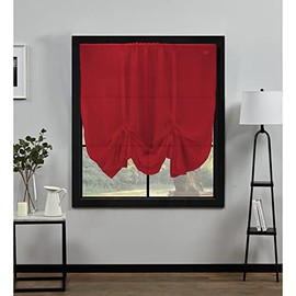 NetCurtainsUK Plain Voile Tie Blind Curtain Panels 140cm (55'') Wide x 140cm (55'') Drop (Red), (HWTB01)