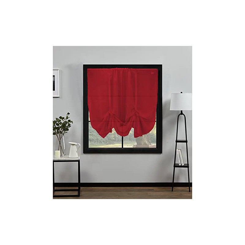 NetCurtainsUK Plain Voile Tie Blind Curtain Panels 140cm (55'') Wide