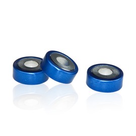 ALWSCI 20 mm Bi-Metallic Crimp Cap with Natural PTFE/White Silicone Septa, Blue and Silver, 100 pcs/pk