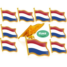 Rhungift 10 Pack Metal Netherlands Flag Lapel Pin Waving New Holland Flag Pins bulk Patriotic Pin Series