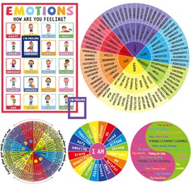 chiazllta 7PCS Feeling Wheel Magnet Magnetic Large Mental Feeling Chart Mood Meter Emotion Poster Therapy Emotion Wheel Magnet Social Work Magnet for Fridge Office Home School Classroom Decor Supplies