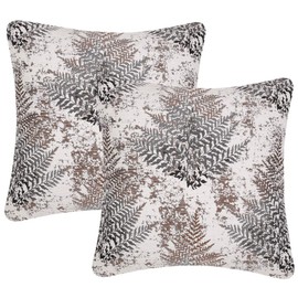 Pack of 2, Yeiotsy Nordic Style Throw Pillow Covers for Sofa Bed Car Chair Geometric Cushion Cases Jacquard Chenille (18 X 18 Inches, Coffee Fern)