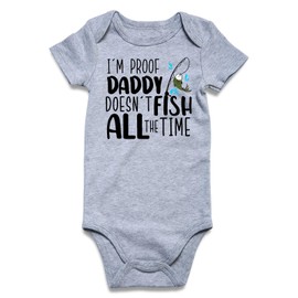 Loveternal Funny Baby Im Proof Daddy Doesnt Fish All The Time Outfits 0-3 months Fishing Unisex Gender Neutral Toddler Clothes Cotton Jumpsuit Infant Bodysuits Shower Gifts