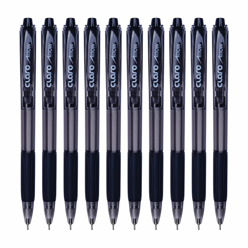 ArrowRT Retractable Ballpoint Pens, BLACK, Fine Point (0.7mm), Pack of