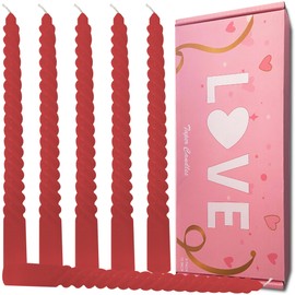Topsics 6 Pack 10 Inch Red Taper Candles, Spiral Taper Candles, Unscented Twisted Taper Candlesticks, Home Decor Kitchen Decor Wedding Decorations