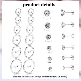 Sanfenly 20G Flat Back Cartilage Earrings Hoop Stud Helix Earrings 14K Gold Plated Mini Small Hoop Earrings Flatback Stud Earrings