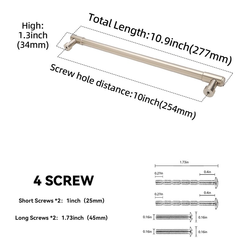 BUKOBYHE 6 Pack 10 Inch(254mm) Cabinet Pulls Champagne Bronze Kitchen