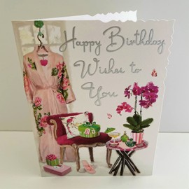 Jonny Javelin Female Happy Birthday Wishes To You Card Plant Kimono Presents