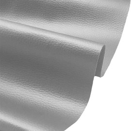 A-Express Grained Faux Leather Fabric Waterproof Heavy Duty Leatherette Vinyl Leathercloth Upholstery Textured Material - Shiny Silver 1 Metre 100cm x 140cm